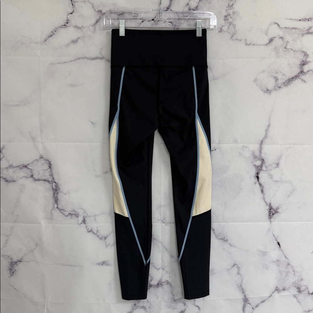 P.E. NATION Black Leggings Cream Blue Accents Size Small - Picture 6 of 10